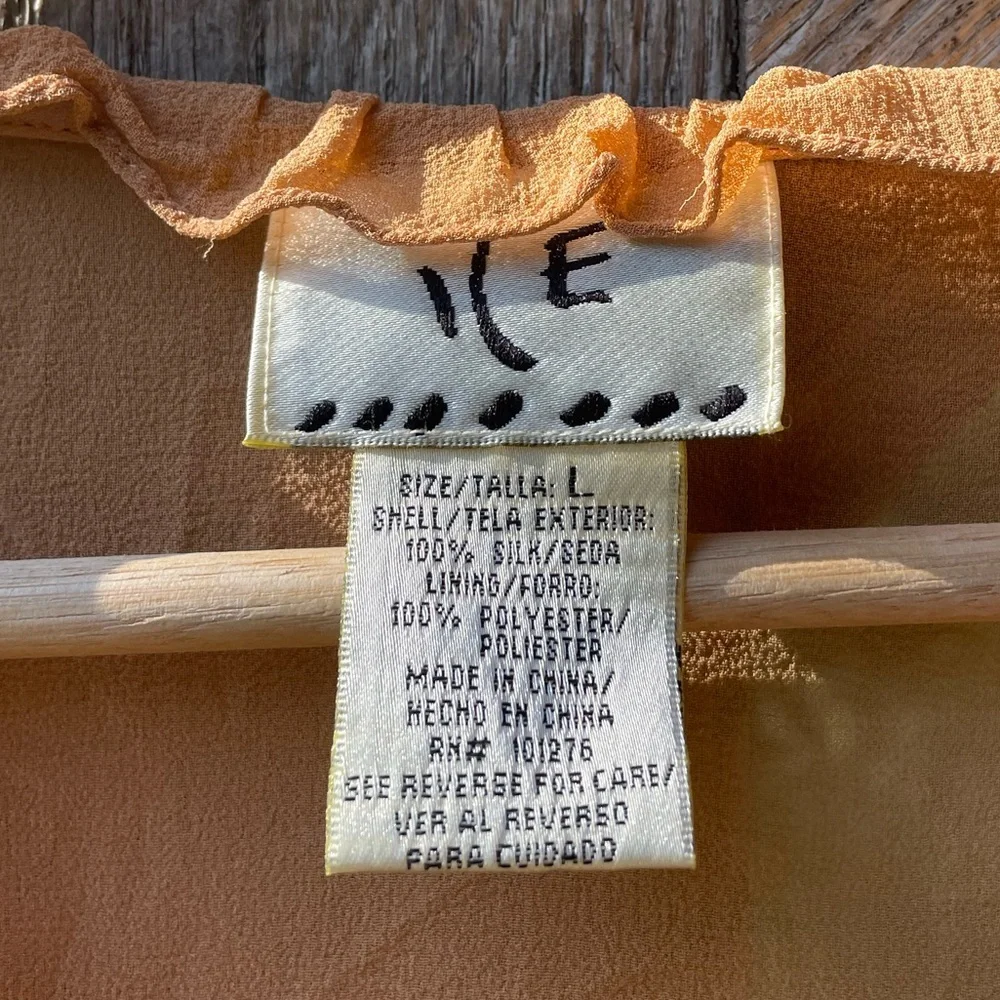 Vintage Silk Long Sleeve Blouse with Ruffle Detail - Picture 5 of 6